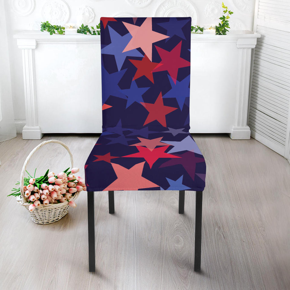 Red Blue Star Pattern Dining Chair Slipcover