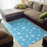 Snowflake Pattern Blue Background Area Rug