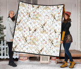 Beautiful Japanese Cranes Pattern Premium Quilt