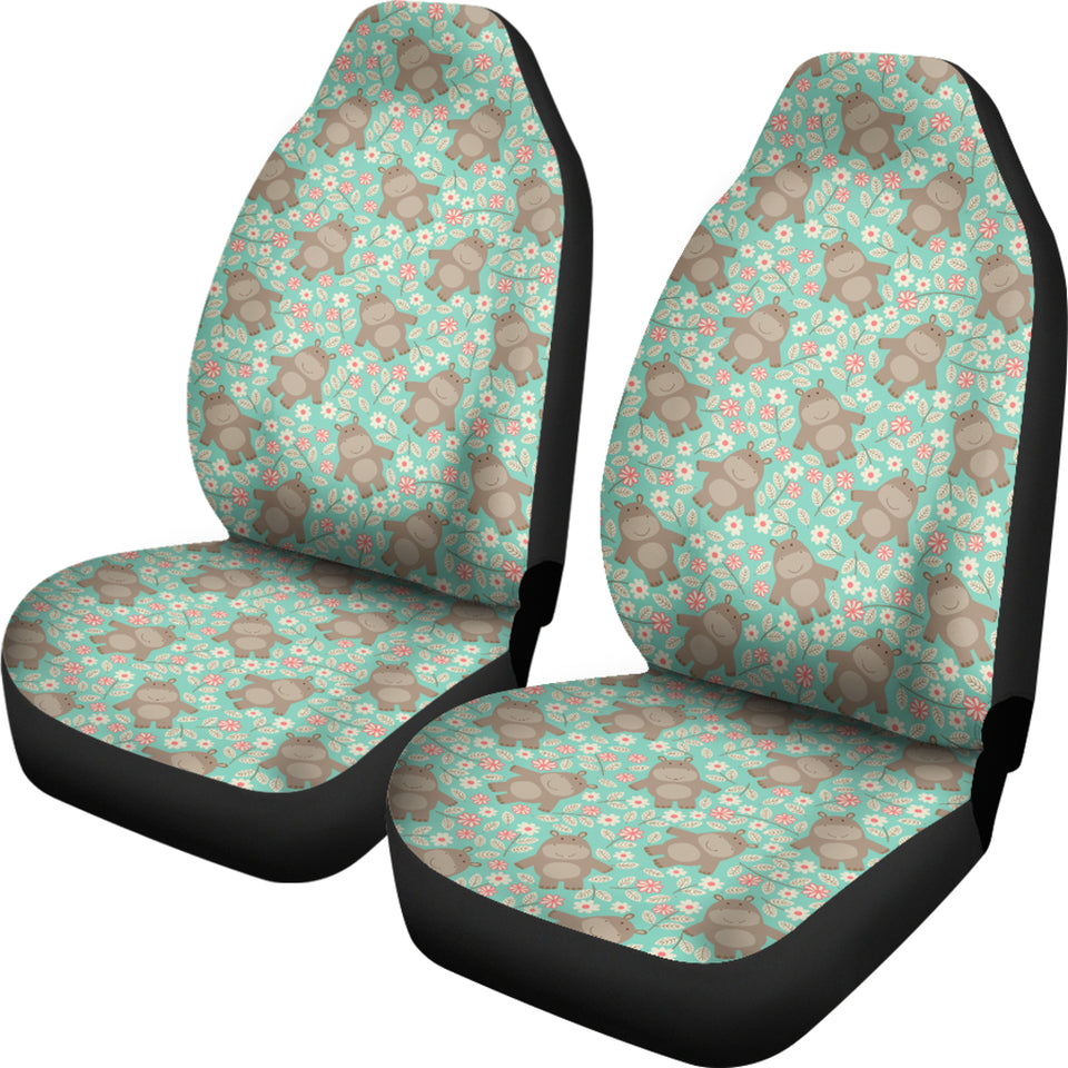 Hippopotamus Pattern Print Design 02 Universal Fit Car Seat Covers