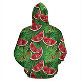 Watermelons Tropical Palm Leaves Pattern Background Zip Up Hoodie