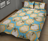 Bee honeycomb pattern Quilt Bed Set