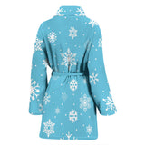Snowflake Pattern Blue Background Women'S Bathrobe