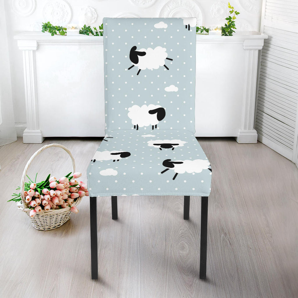 Sheep Polka Dot Cloud Pattern Dining Chair Slipcover