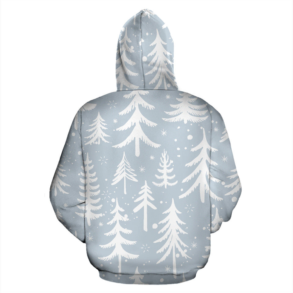 Christmas Tree Winter Forest Pattern Zip Up Hoodie
