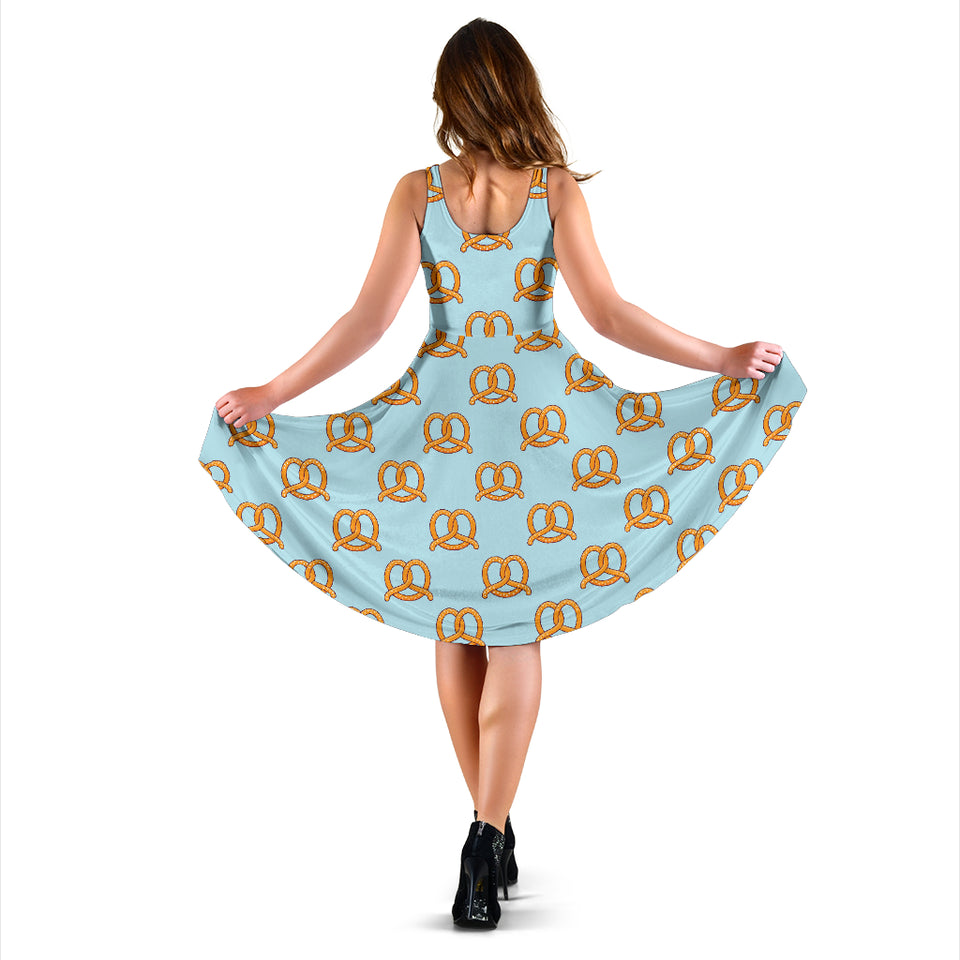 Pretzels Pattern Print Design 03 Sleeveless Midi Dress