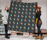 Deers Star Tree Pattern Premium Quilt