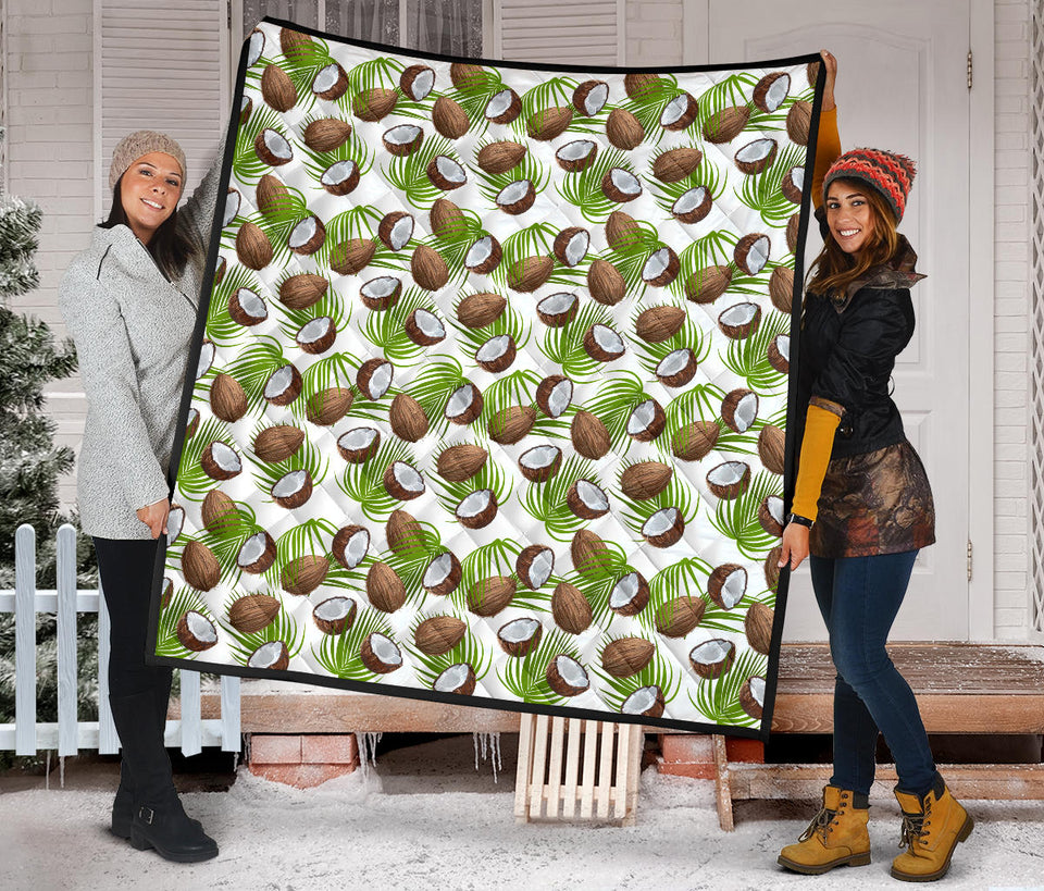 Coconut Pattern Print Design 04 Premium Quilt