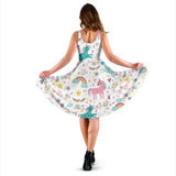 Colorful Unicorn Pattern Sleeveless Midi Dress