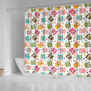 Color Cute Owl Pattern Shower Curtain Fulfilled In US