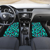 Green Leopard Skin Print Pattern Front And Back Car Mats