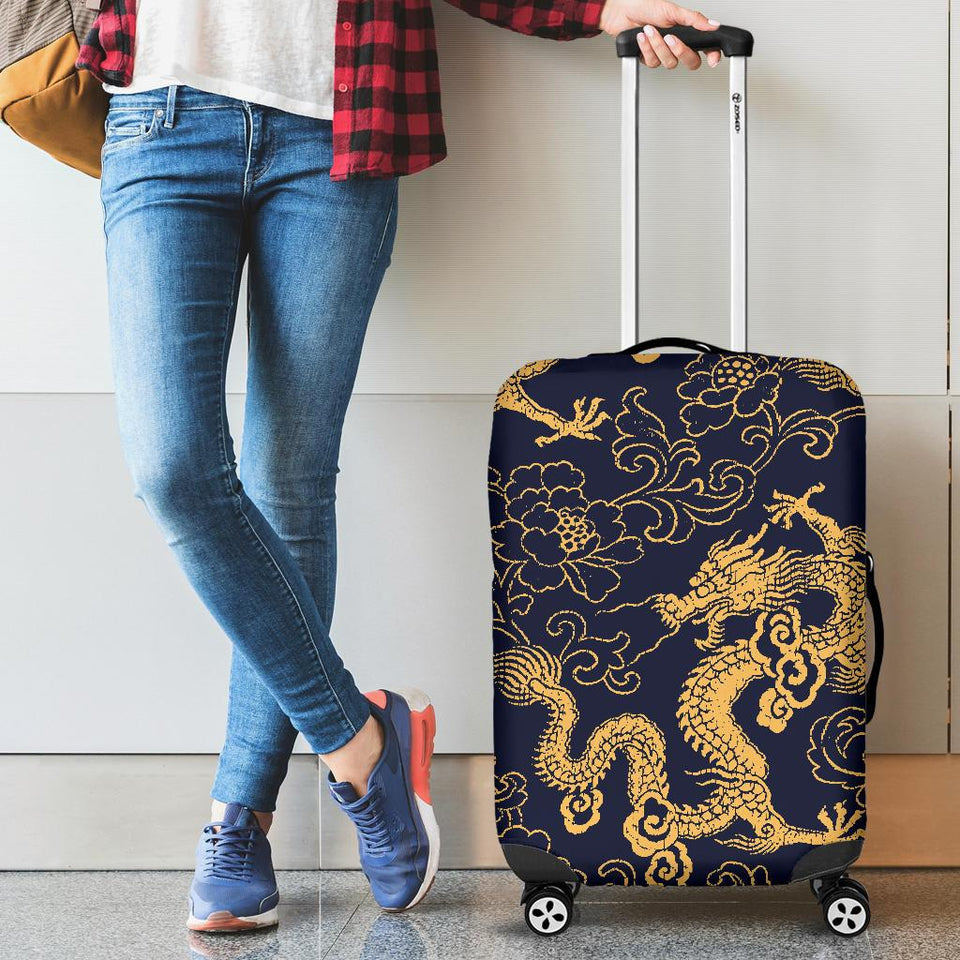 Gold Dragon Pattern Cabin Suitcases Luggages
