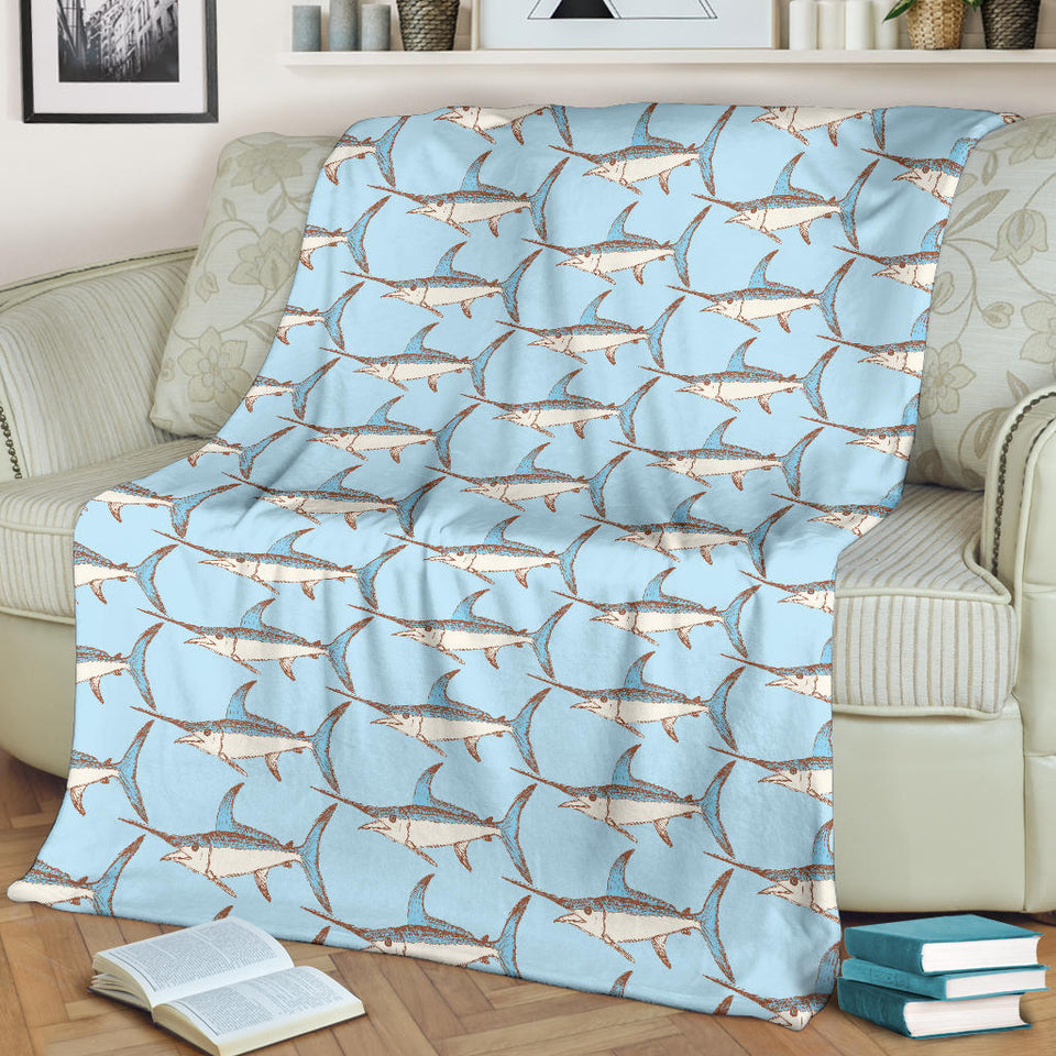 Swordfish Pattern Print Design 01 Premium Blanket