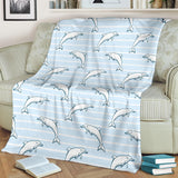 Dolphin Blue Striped Background Premium Blanket