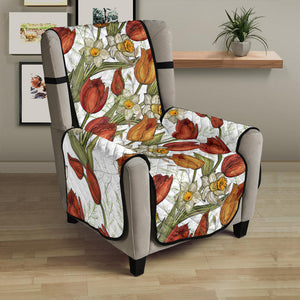 Red tulips and daffodils pattern Chair Cover Protector