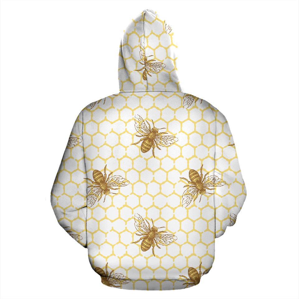 Bee Honeycomb Seamless Design Pattern Zip Up Hoodie