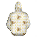 Bee Honeycomb Seamless Design Pattern Zip Up Hoodie