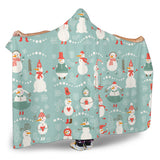 Cute Snowman Pattern Hooded Blanket