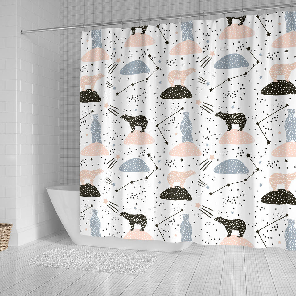 Polar Bears Star Poka Dot Pattern Shower Curtain Fulfilled In US