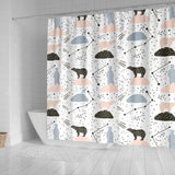 Polar Bears Star Poka Dot Pattern Shower Curtain Fulfilled In US