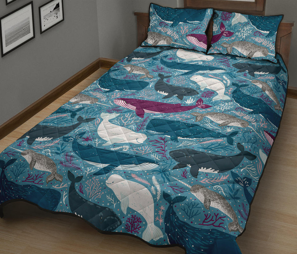 Whale design pattern Quilt Bed Set