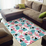 Toucan Tropical Flower Leave Pattern Area Rug