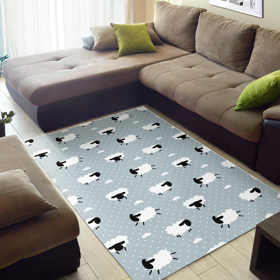 Sheep Polka Dot Cloud Pattern Area Rug