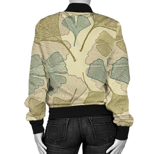 Ginkgo Leaves Design Pattern Women'S Bomber Jacket