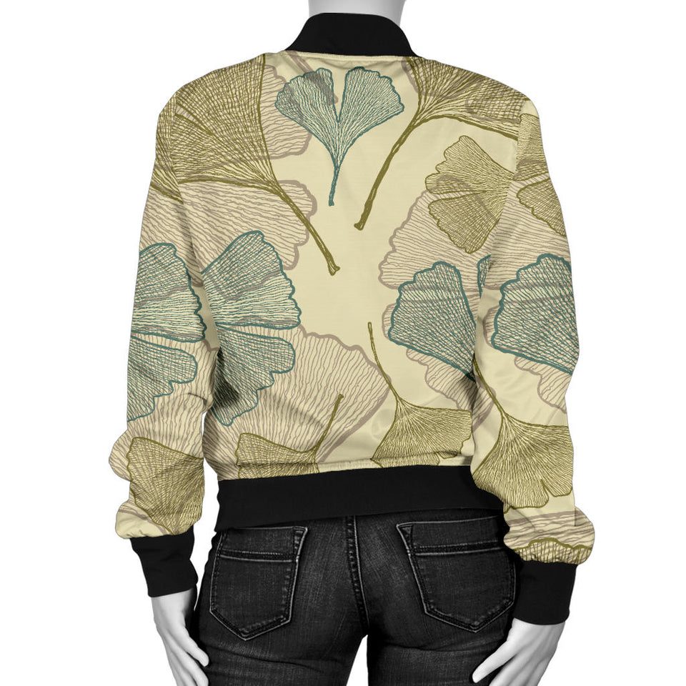 Ginkgo Leaves Design Pattern Women'S Bomber Jacket