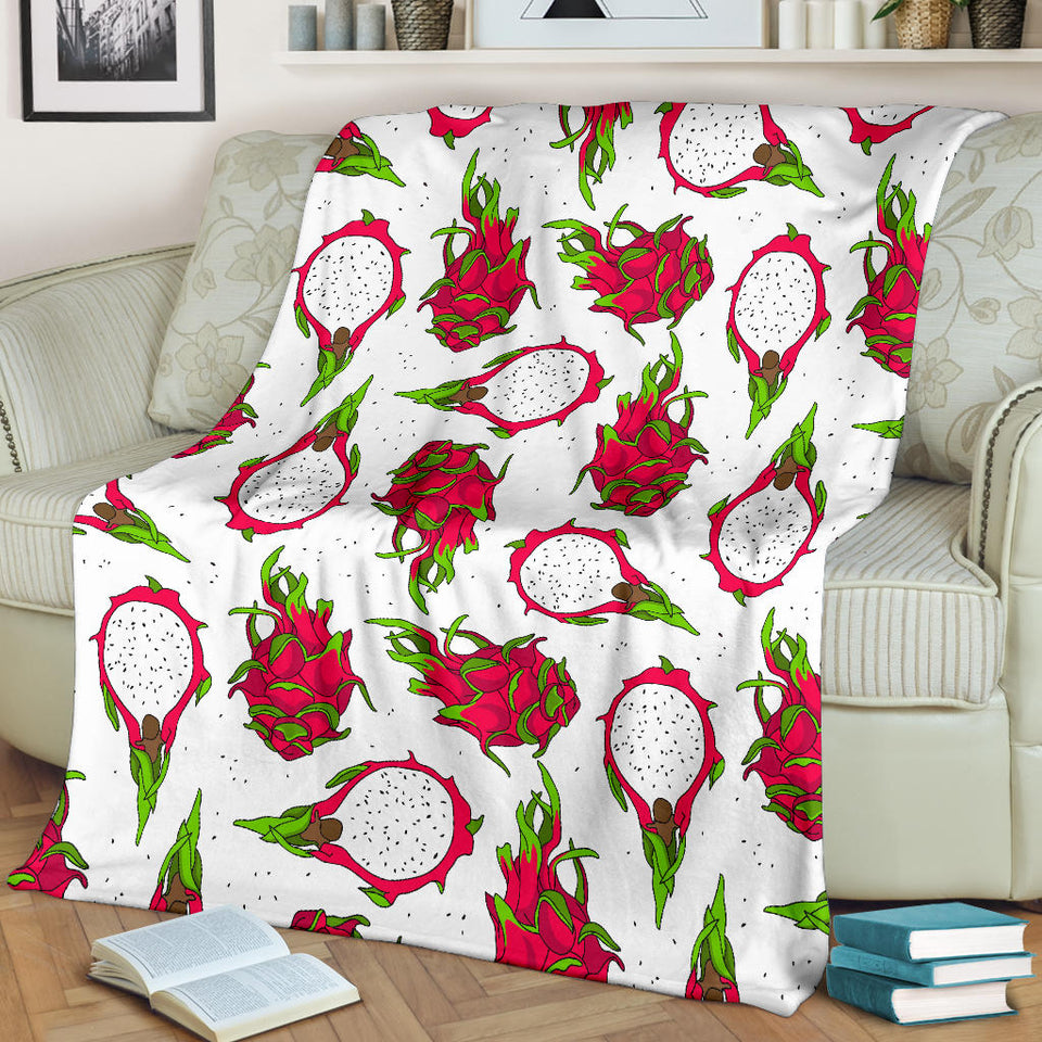 Dragon Fruits White Background Premium Blanket