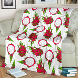 Dragon Fruits White Background Premium Blanket