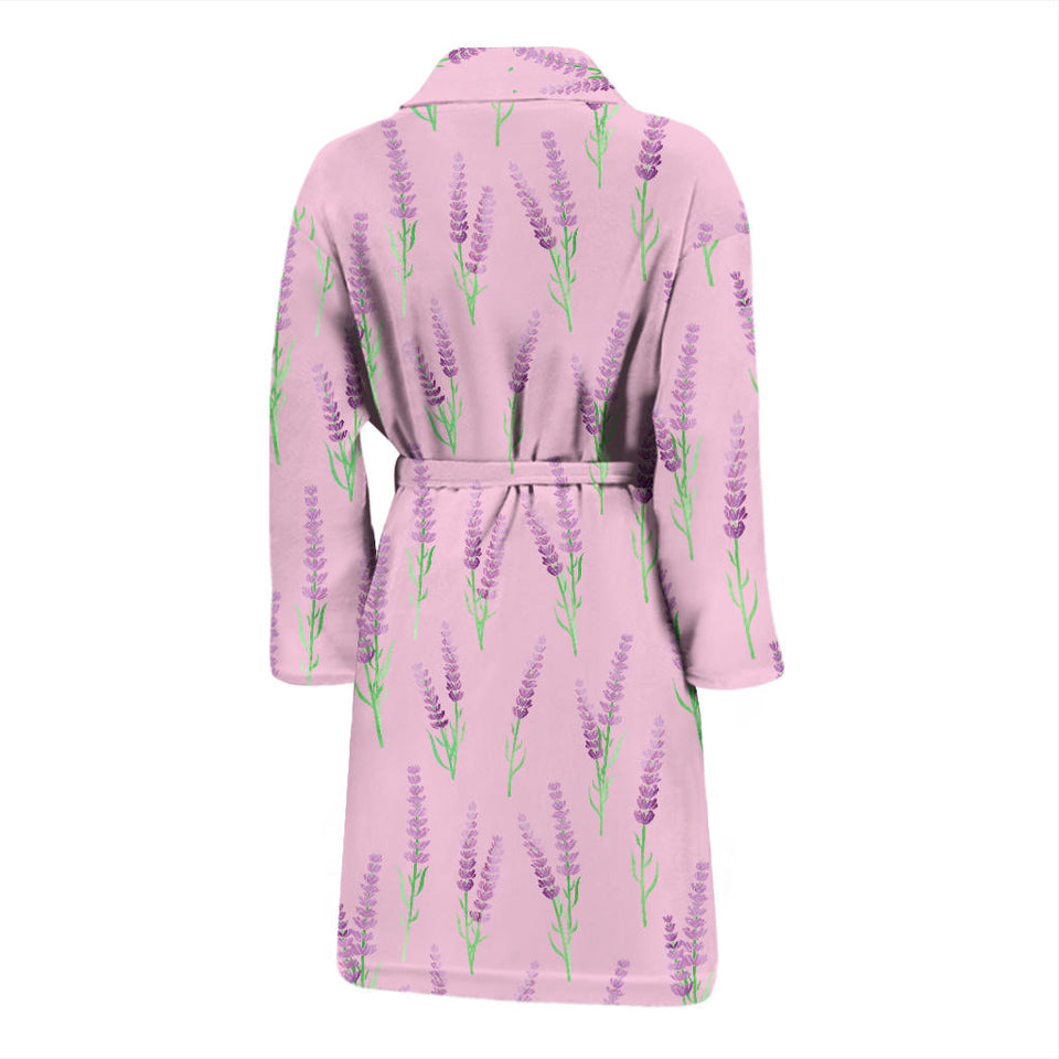 Lavender Pattern Pink Background Men'S Bathrobe