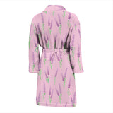 Lavender Pattern Pink Background Men'S Bathrobe
