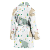Cute Rhino Pattern Women'S Bathrobe