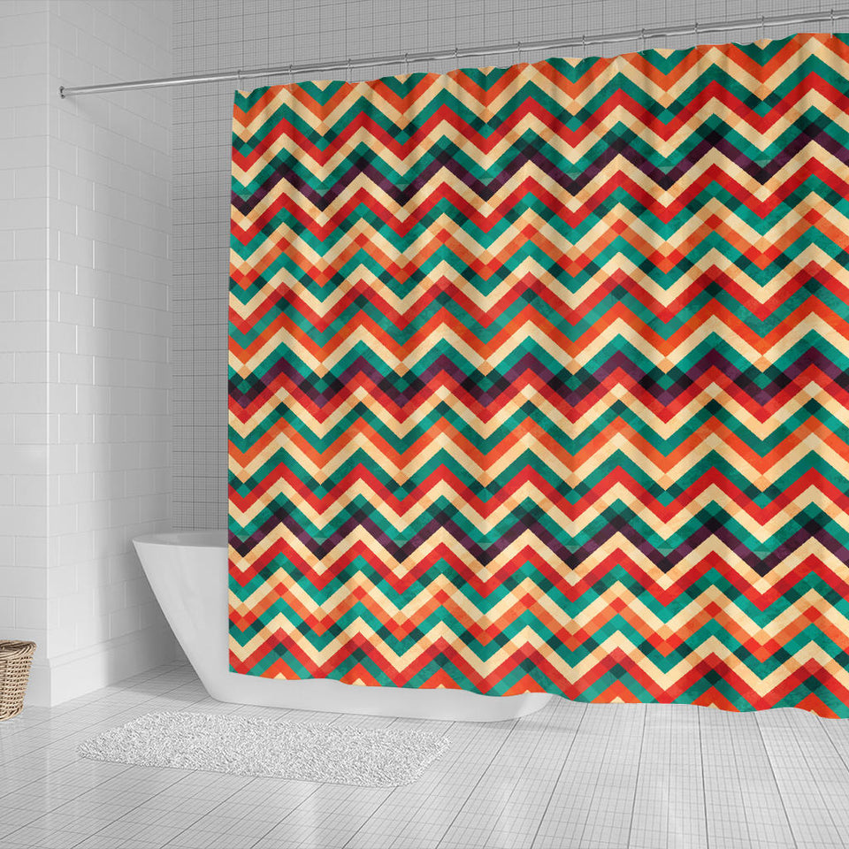 Zigzag  Chevron Colorful Pattern Shower Curtain Fulfilled In US