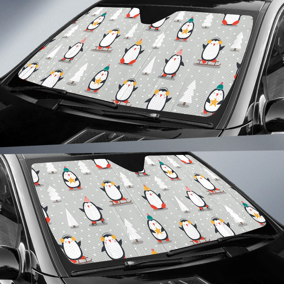 Cute Penguin Christmas Pattern Car Sun Shade