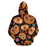 Pumpkin Flowers Spiderweb Halloween Theme Zip Up Hoodie