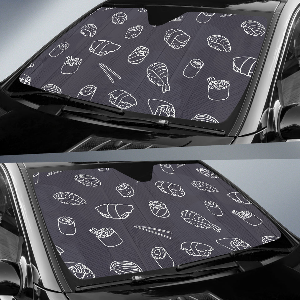 Sushi Pattern Black Background Car Sun Shade