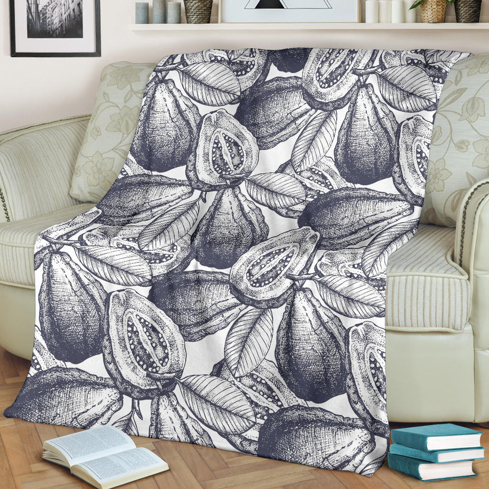 Guava Tropical Hand Drawn Pattern Premium Blanket