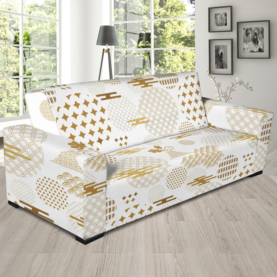 Beautiful Gold Japanese Pattern Sofa Slipcover