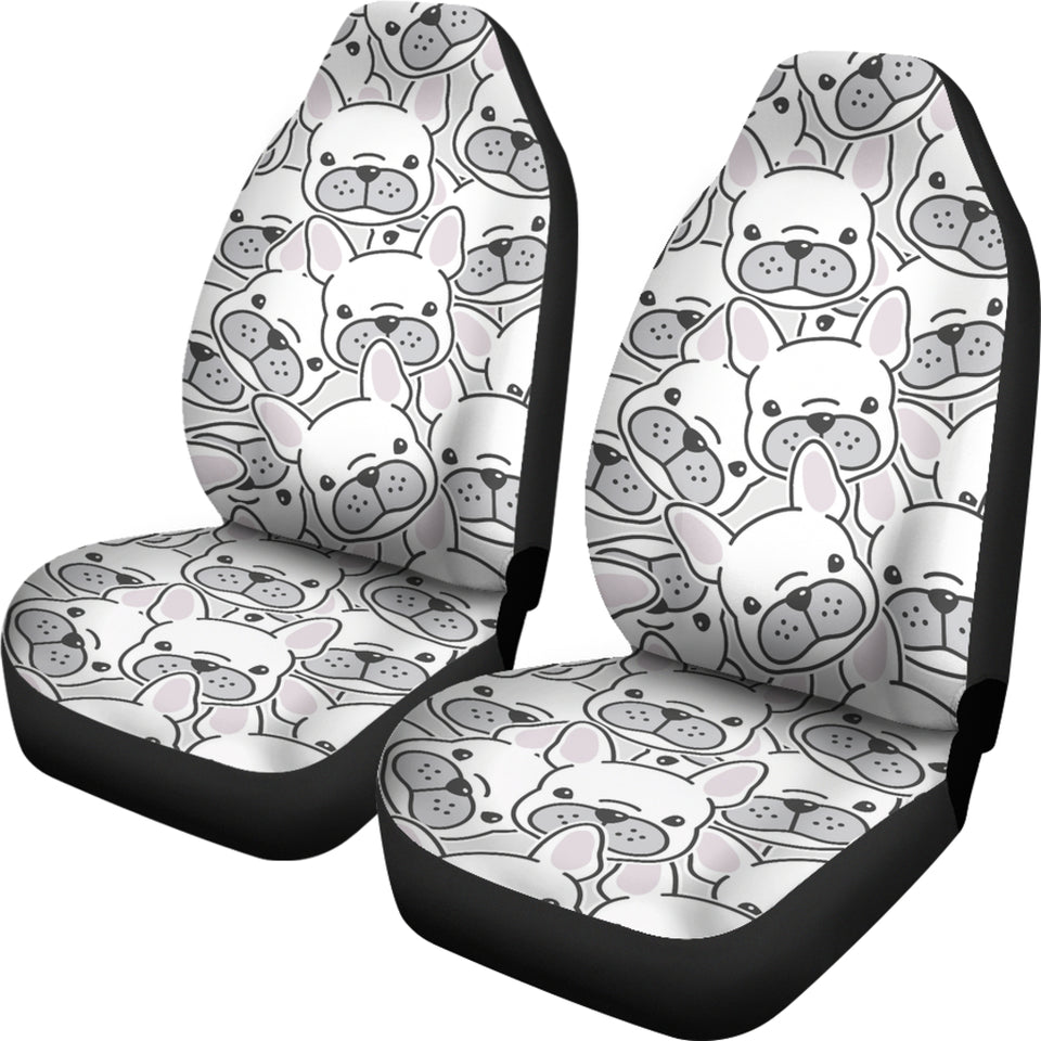 Cute French Bulldog Head Pattern Universal Fit Car Seat Covers
