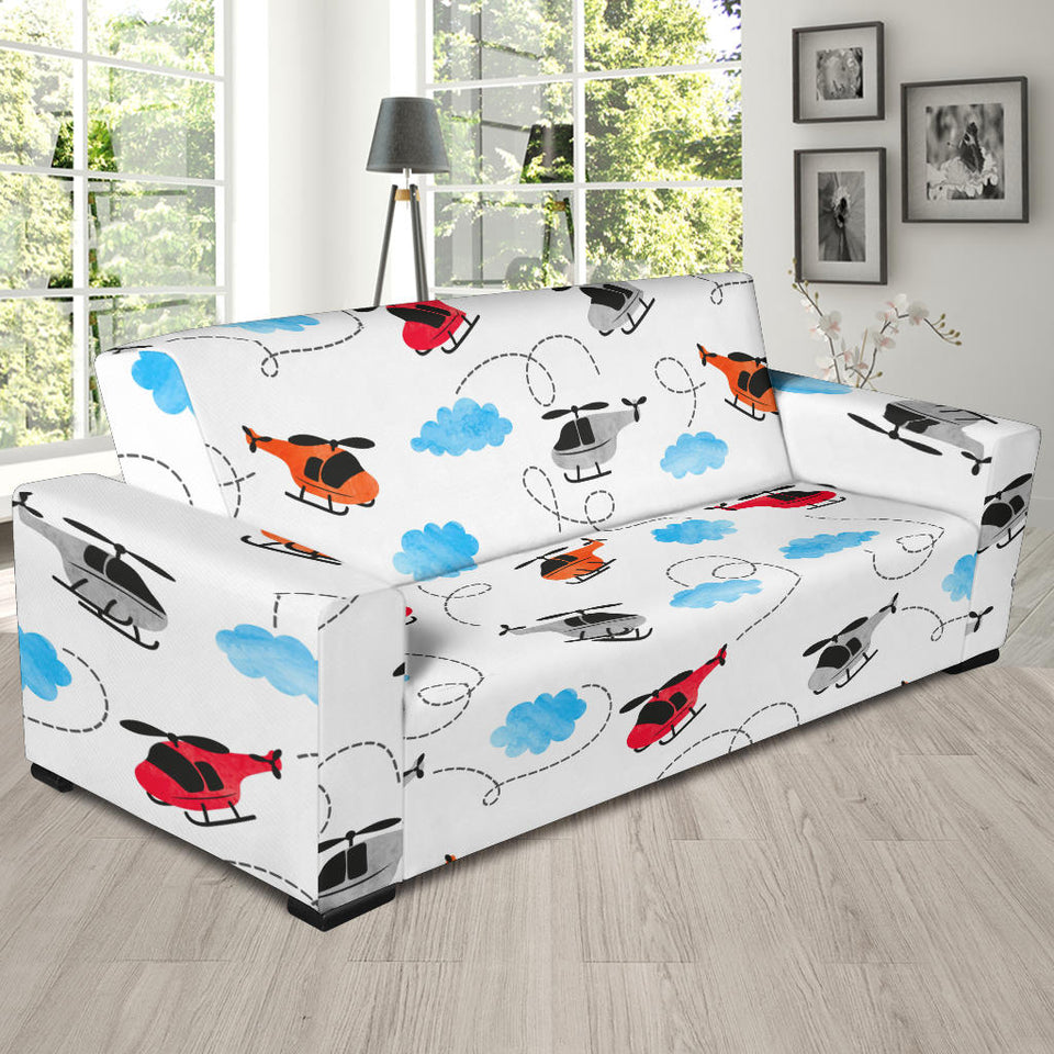 Watercolor Helicopter Cloud Pattern Sofa Slipcover