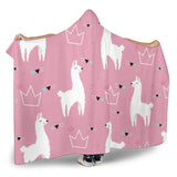 Llama Alpaca Pink Background Hooded Blanket