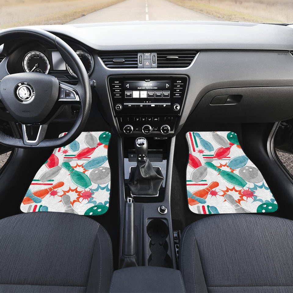 Watercolor Bowling Pattern Front And Back Car Mats