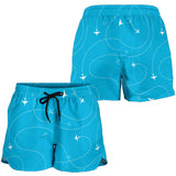 Airplane Destinations Blue Background Women Shorts