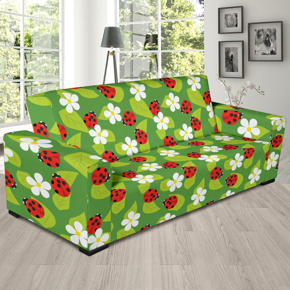 Ladybug Pattern Print Design 01 Sofa Slipcover
