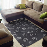 Sushi Pattern Black Background Area Rug