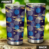 Blue Japanese Pattern Cloud Wave Flower Tumbler