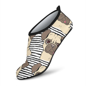 Happy Pug Pattern Aqua Shoes