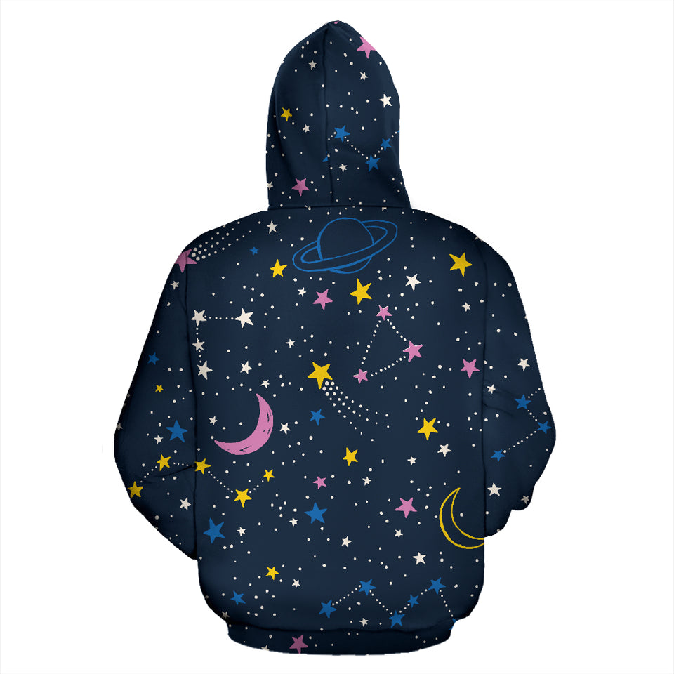 Space Pattern With Planets, Comets, Constellations And Stars Zip Up Hoodie